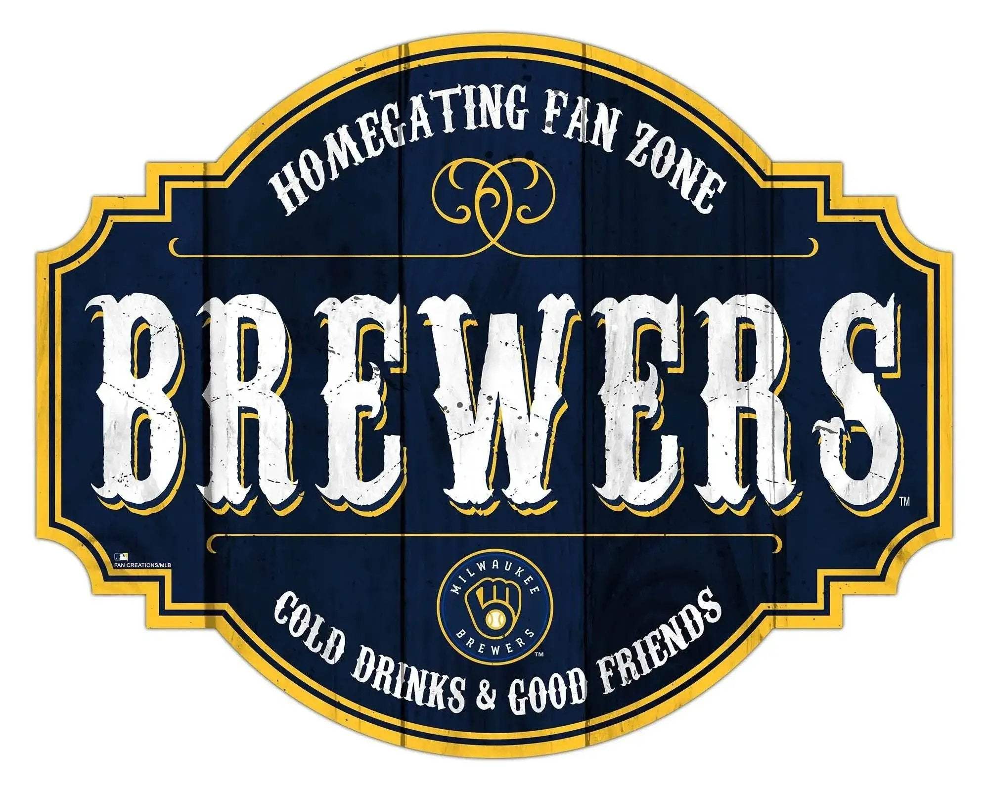 Milwaukee Brewers Wood Sign 12 Inch Homegating Tavern Decor