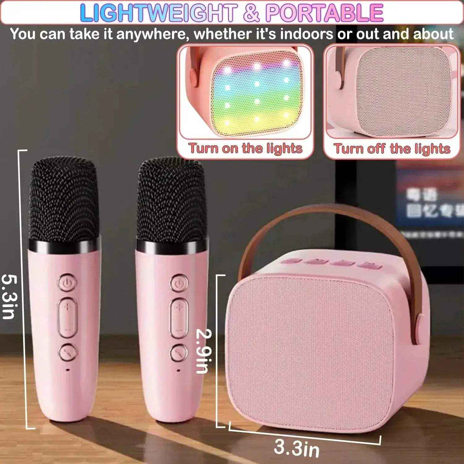 Mini Karaoke Machine With Bluetooth Speaker And 2 Wireless Mics - Image 2