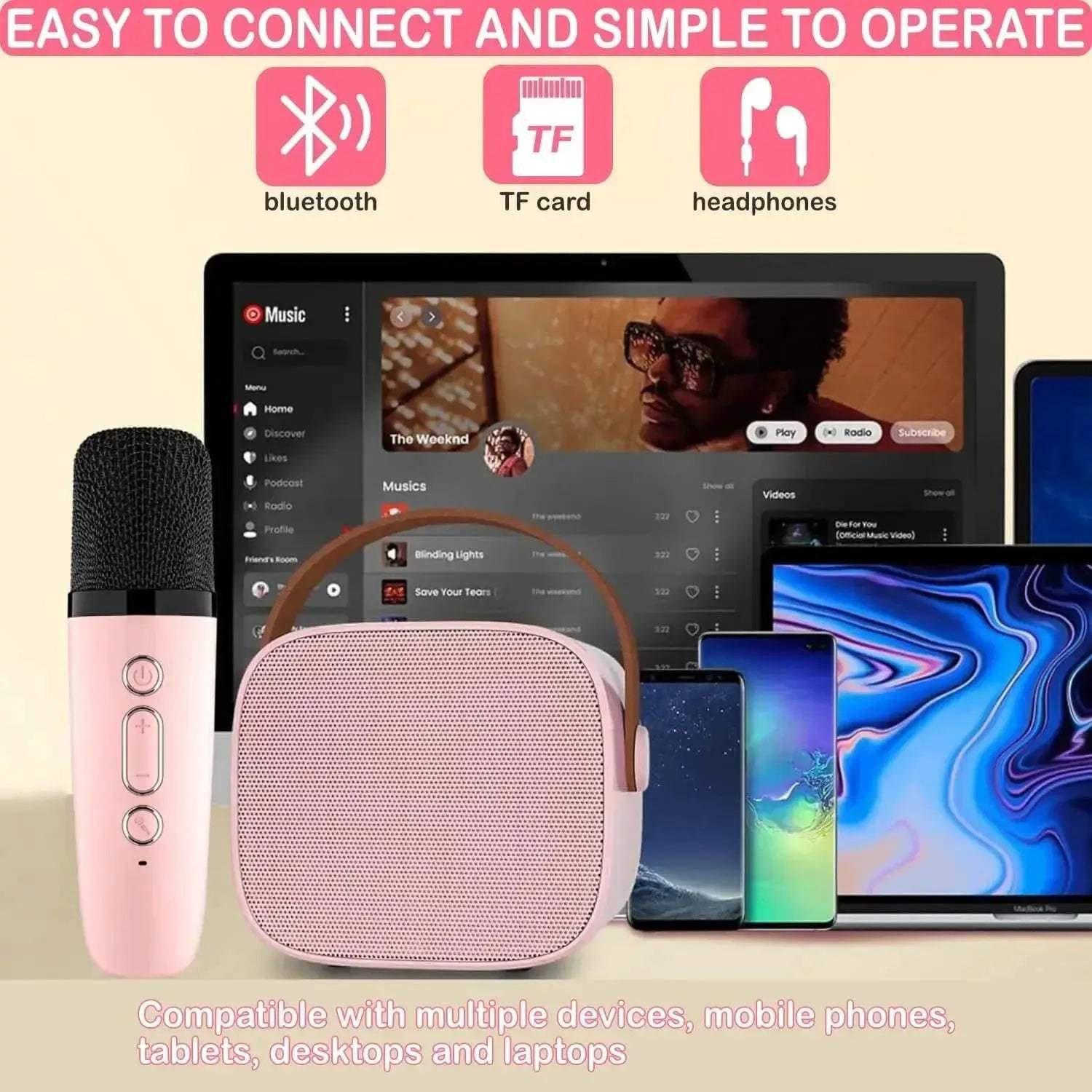 Mini Karaoke Machine With Bluetooth Speaker And 2 Wireless Mics - Image 5