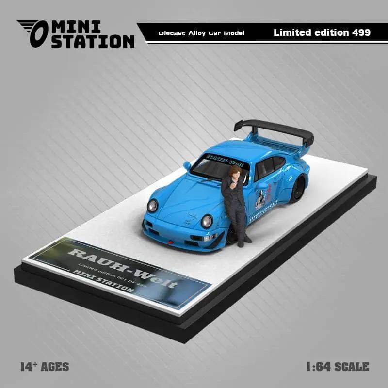 Mini Station Porsche 911 964 RWB HIDEYOSHI blue 1:64 - Image 2