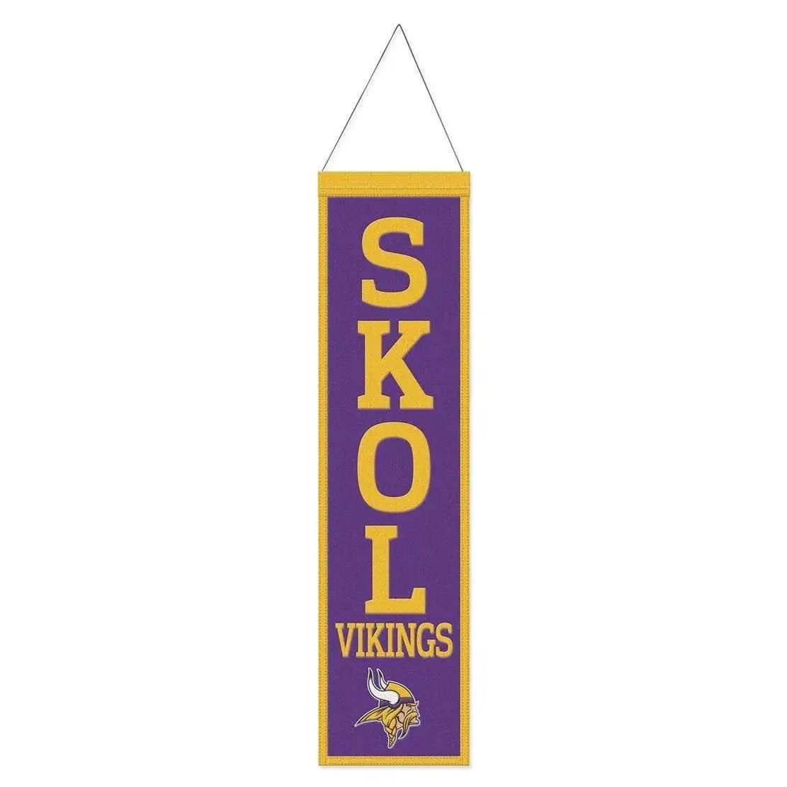 Minnesota Vikings Wool Banner 8x32 Heritage Slogan Design