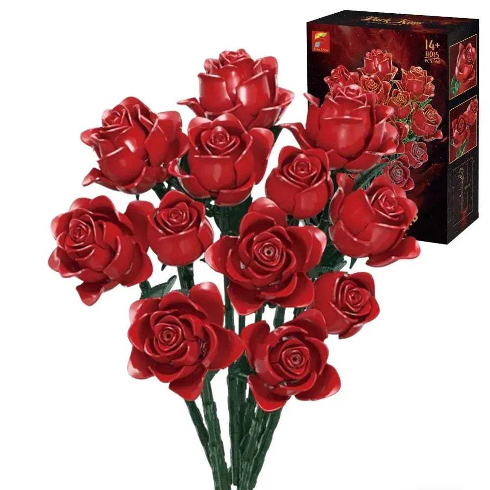 MOC 12 Red Rose Preserved Flower Building Blocks For Home Decor - Image 6