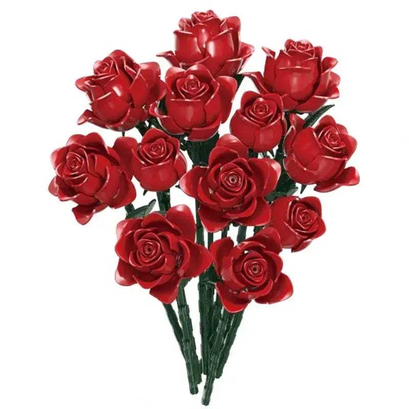 MOC 12 Red Rose Preserved Flower Building Blocks For Home Decor - Image 7