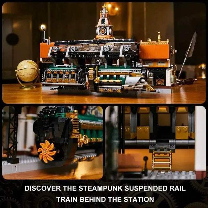 MOC 2788PCS MOC Steampunk Railway Station Large Building Blocks Mechanical Train Station Model Desktop Decoration DIY Toys Kids Gift - Image 3