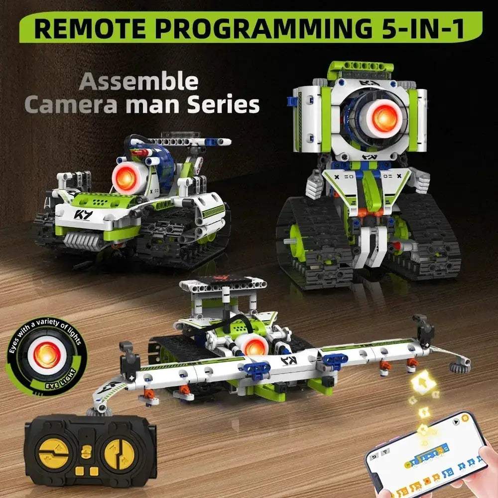 MOC 5-In-1 Programmable Robot Building Blocks Educational Toy With Digital Display - Image 2