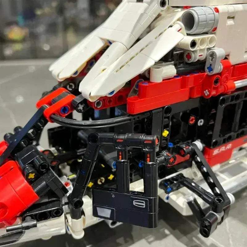 MOC Airbus H175 Rescue Helicopter Lego Compatible Blocks With Spinning Rotors - Image 2