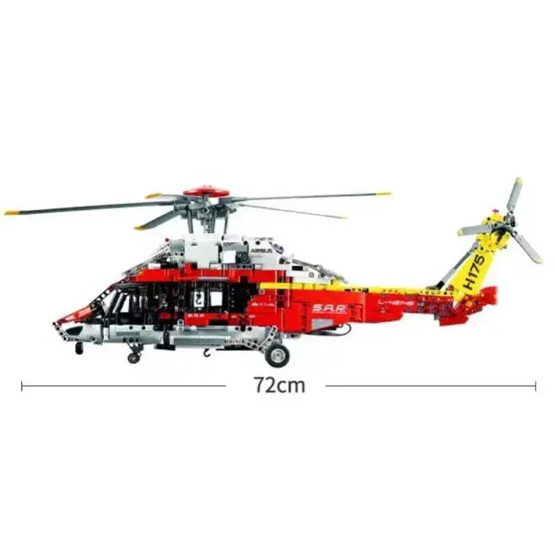 MOC Airbus H175 Rescue Helicopter Lego Compatible Blocks With Spinning Rotors - Image 4