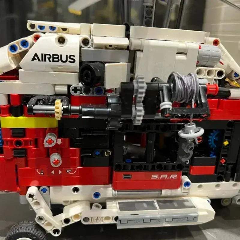 MOC Airbus H175 Rescue Helicopter Lego Compatible Blocks With Spinning Rotors - Image 6