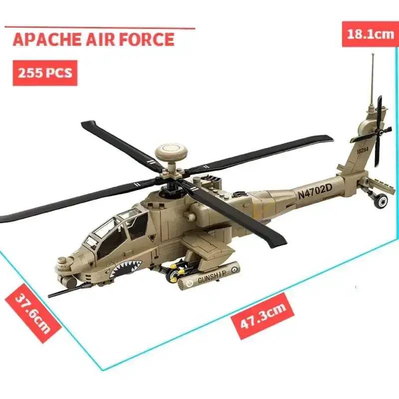 MOC Apache Helicopter Building Blocks Set Lego Compatible