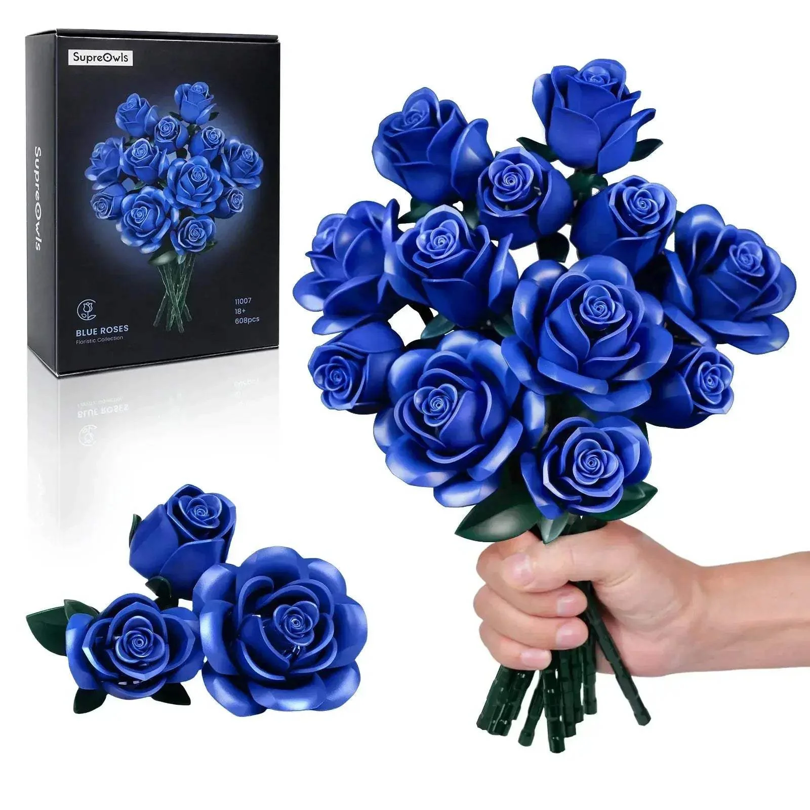 MOC Blue Rose Building Blocks Set For Customizable Home Decor