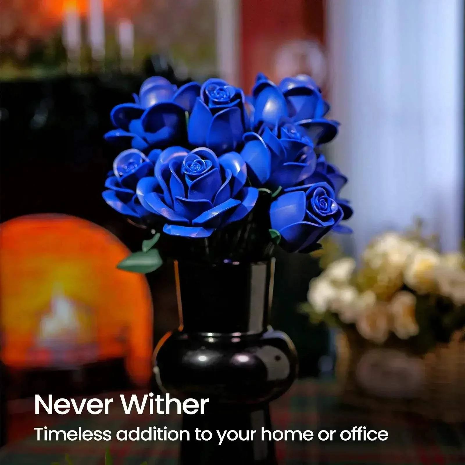MOC Blue Rose Building Blocks Set For Customizable Home Decor - Image 6