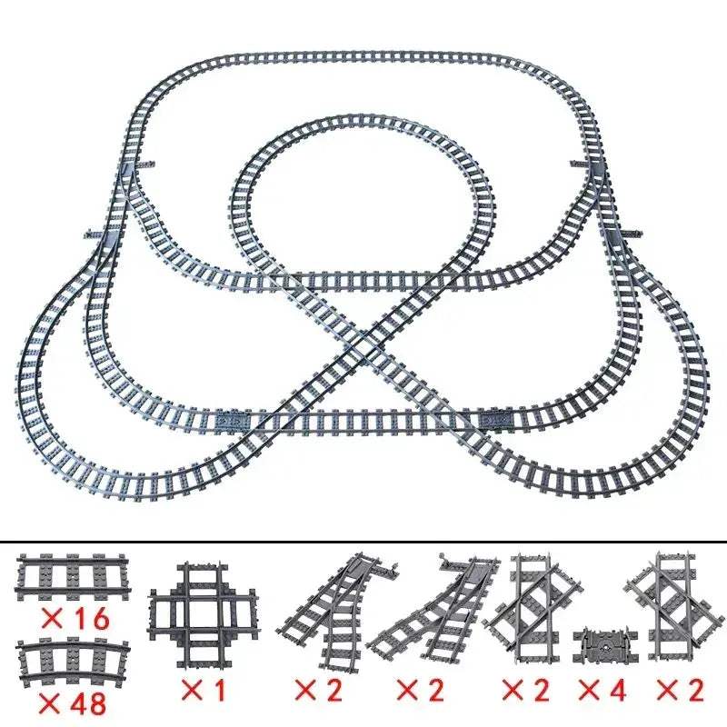MOC City Train Tracks Building Blocks Kit For Kids DIY Creativity - Image 37