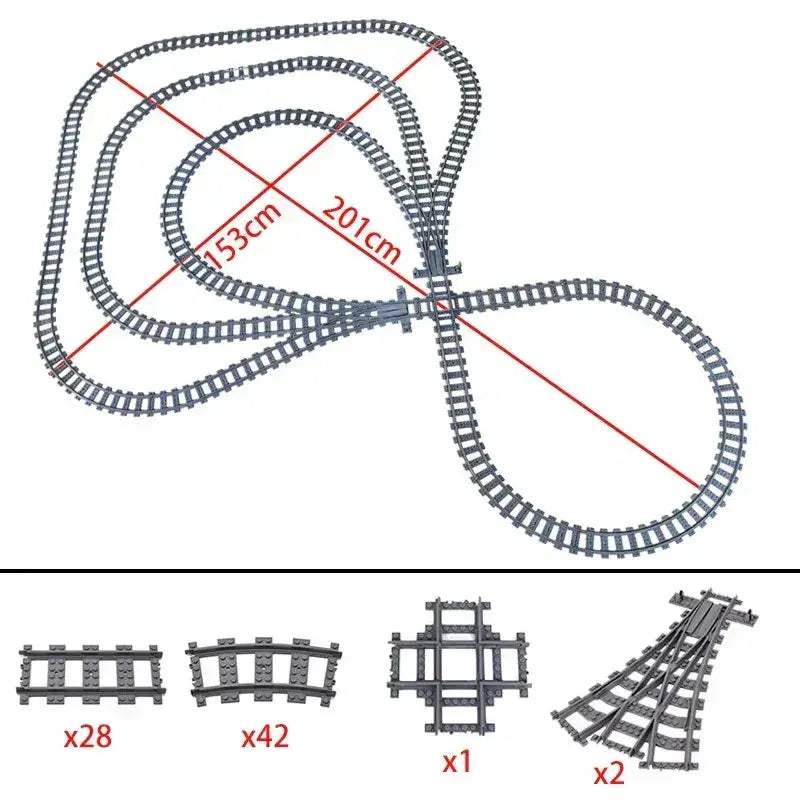 MOC City Train Tracks Building Blocks Kit For Kids DIY Creativity - Image 45