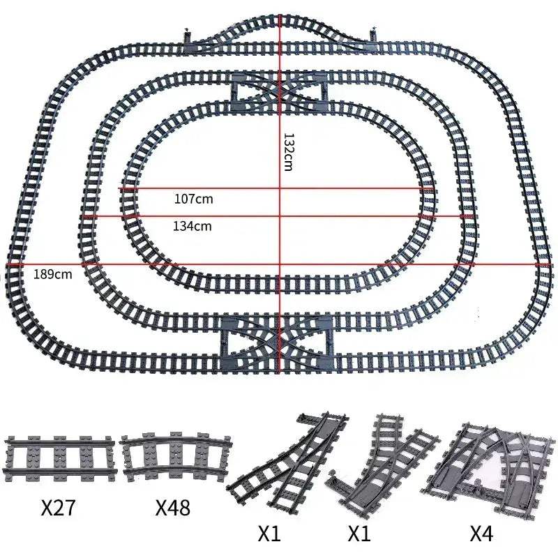 MOC City Train Tracks Building Blocks Kit For Kids DIY Creativity - Image 48