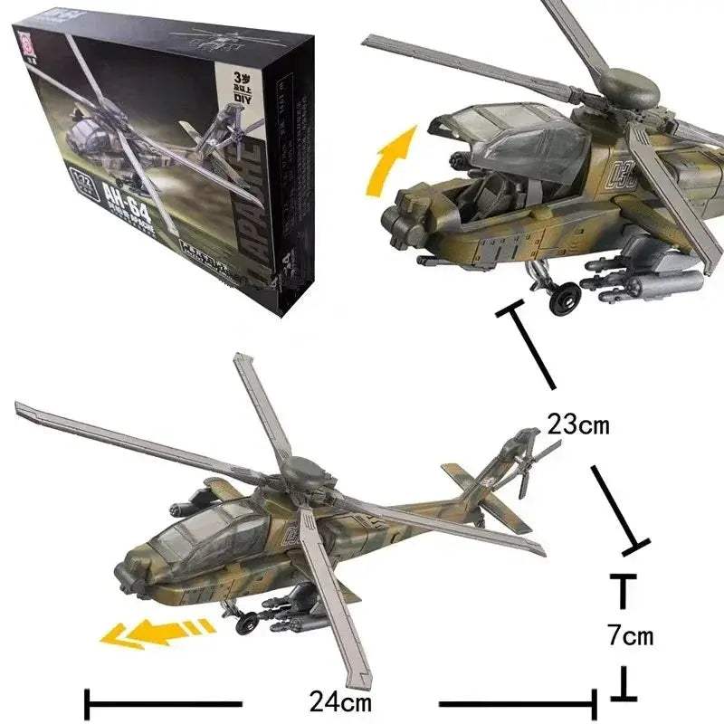 MOC Creative Building Blocks AH-64 Two Seater Armed Attack Helicopter Model For Boys