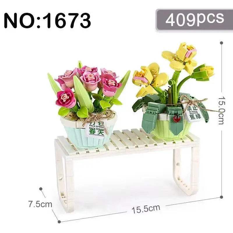 MOC Deluxe Building Blocks Potted Flower Diy Gift For Girls - Image 9