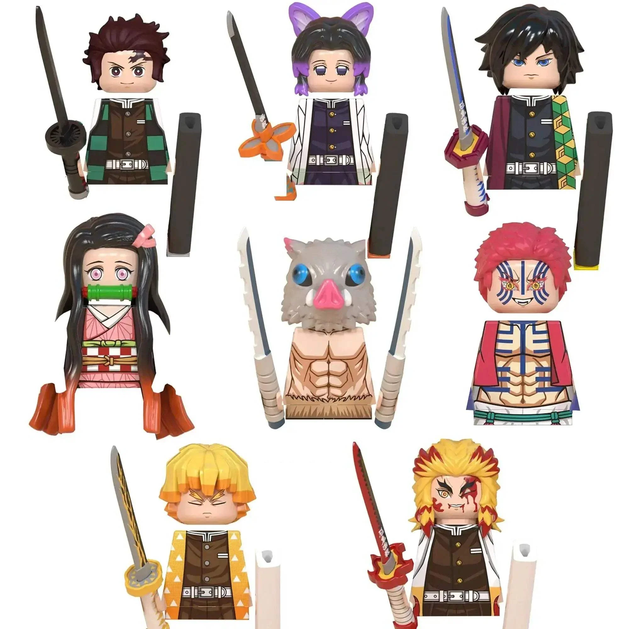 MOC Demon Slayer Minifigs Anime Lego Compatible Building Blocks