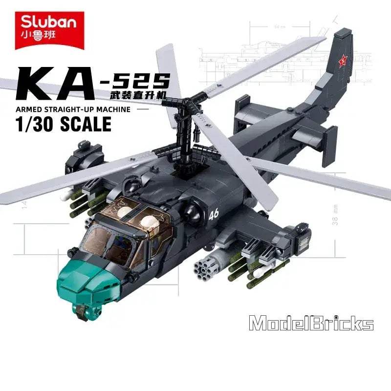 MOC Educational Building Blocks Kamov Ka 52 Alligator Helicopter Model Lego Compatible For Kids