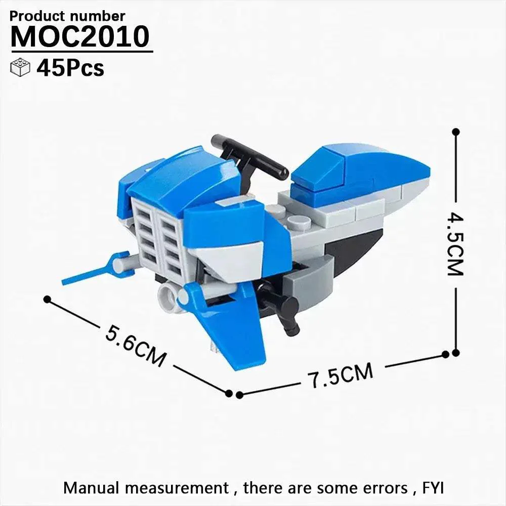 MOC Educational SciFi Building Blocks Model Kit Aerocraft Speeder Bike - Image 18