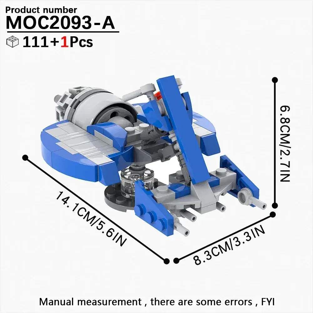 MOC Educational SciFi Building Blocks Model Kit Aerocraft Speeder Bike - Image 30