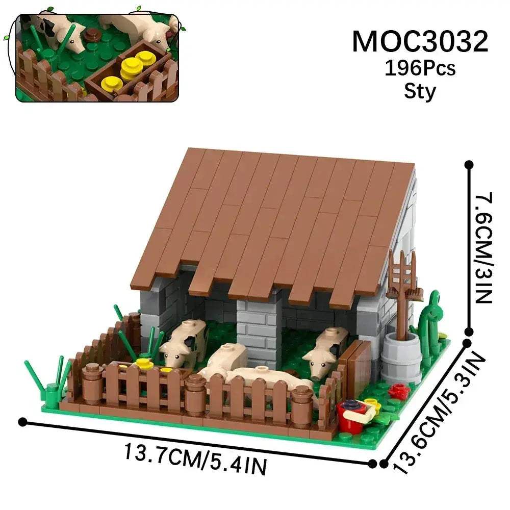 MOC Farm Building Blocks Set With Flower And Animal Figures - Image 28