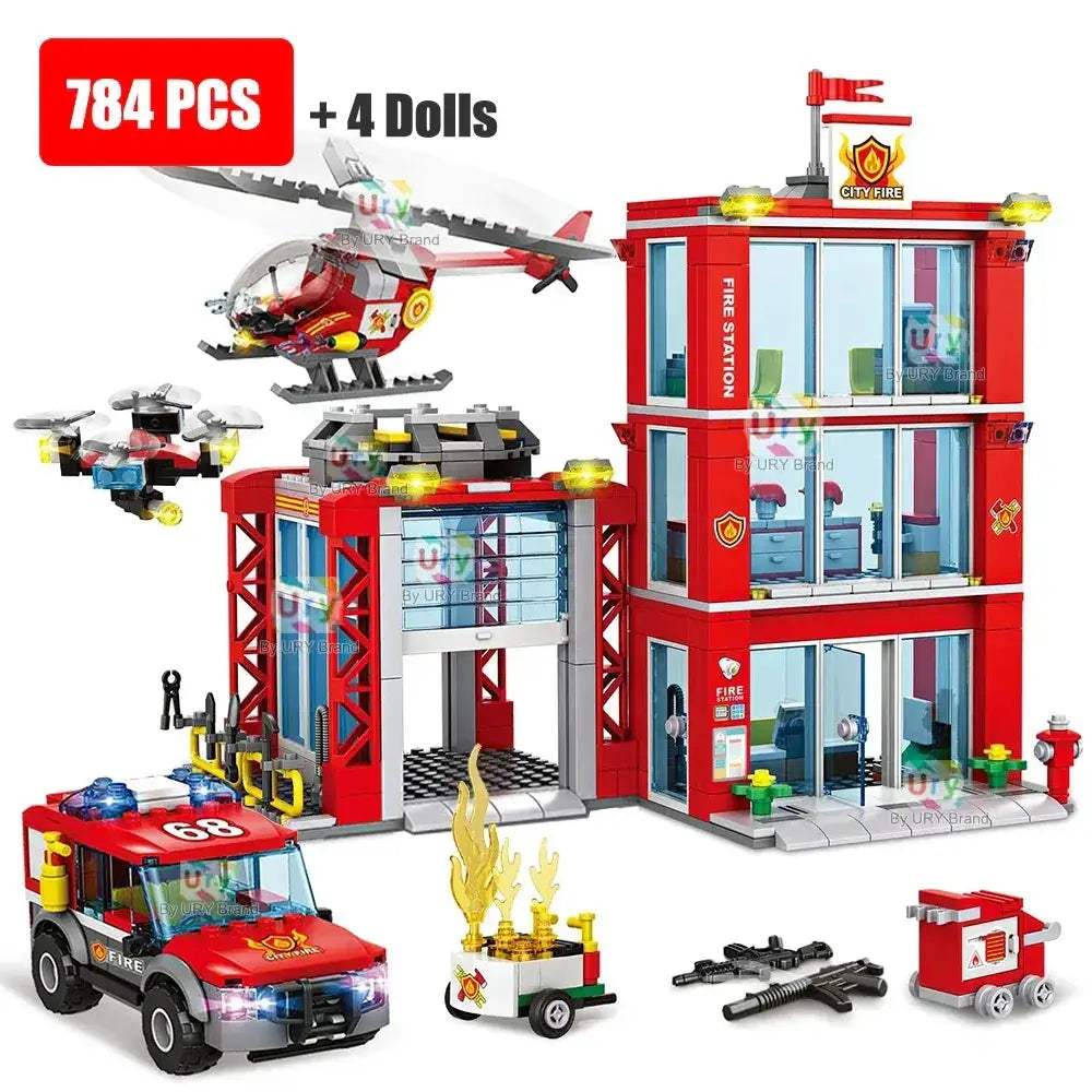 MOC Firefighter Ladder Truck LEGO Compatible Building Blocks Set - Image 7