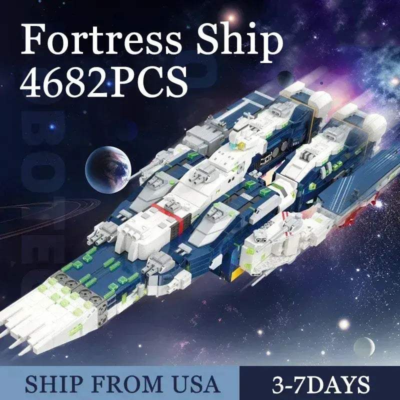 MOC Fortress Ship Building Blocks Lego Compatible Robotech Warship Model
