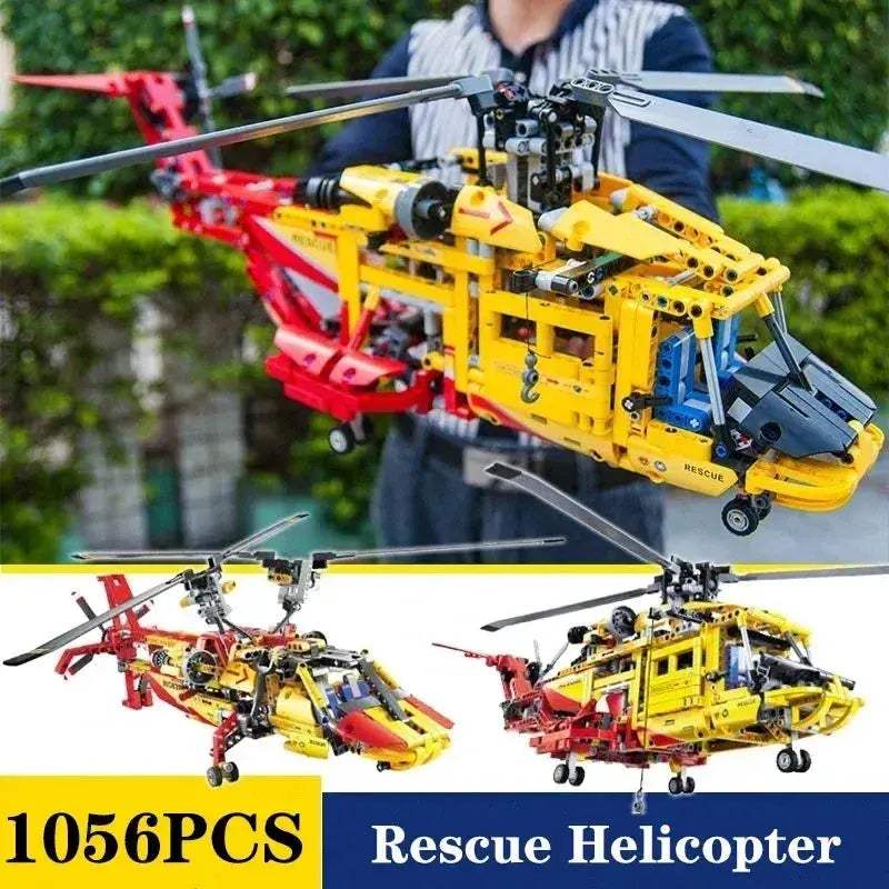 MOC High Tech Building Blocks Rescue Helicopter Model Compatible With Lego For Children - Image 4