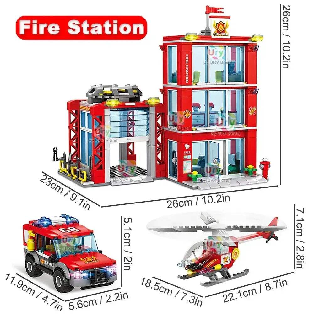 MOC Lego Compatible Fire Station Building Block Rescue Set - Image 2