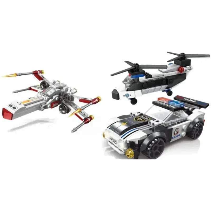 MOC Lego Compatible Police Patrol Car Helicopter Educational Building Set