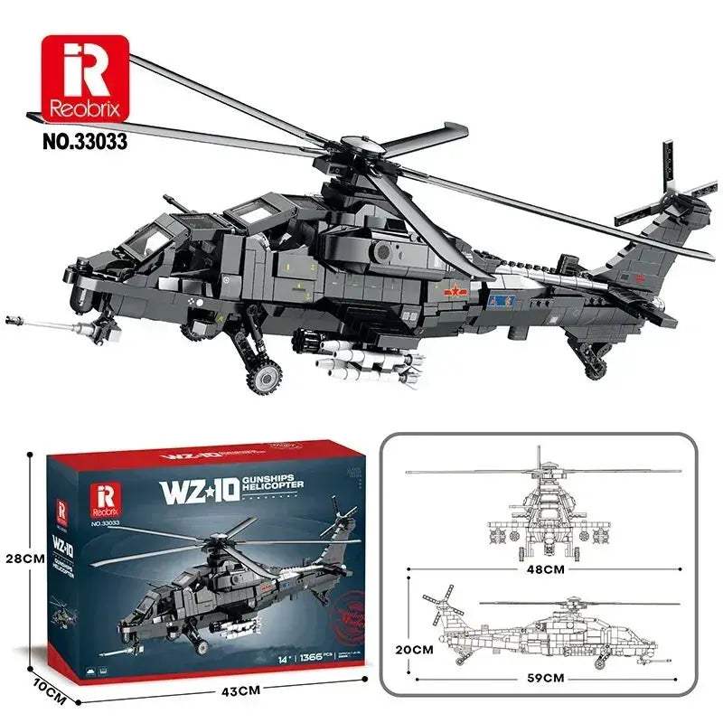 MOC Military Helicopter Building Blocks Educational Toy - Image 9