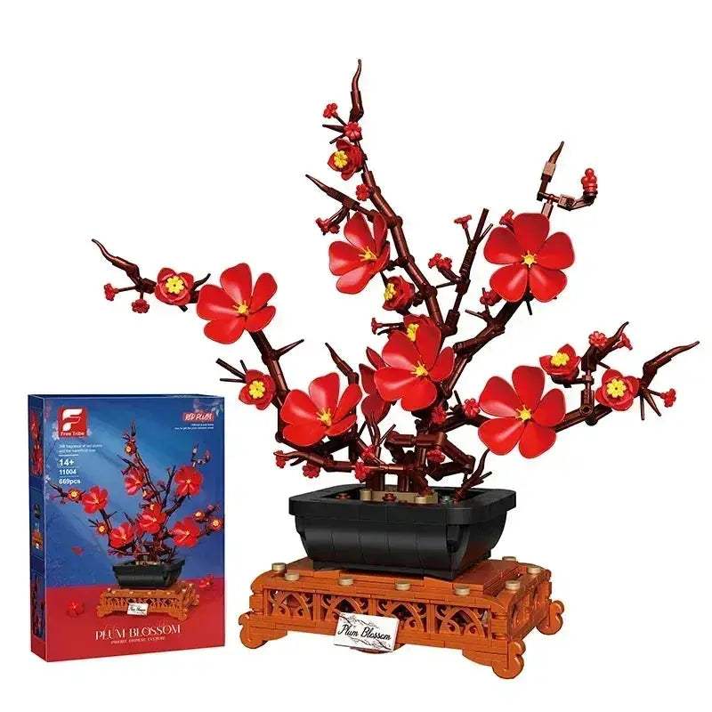 MOC MOC 669 Pieces Plum Blossom Bonsai Lego Compatible Building Blocks Set - Image 5