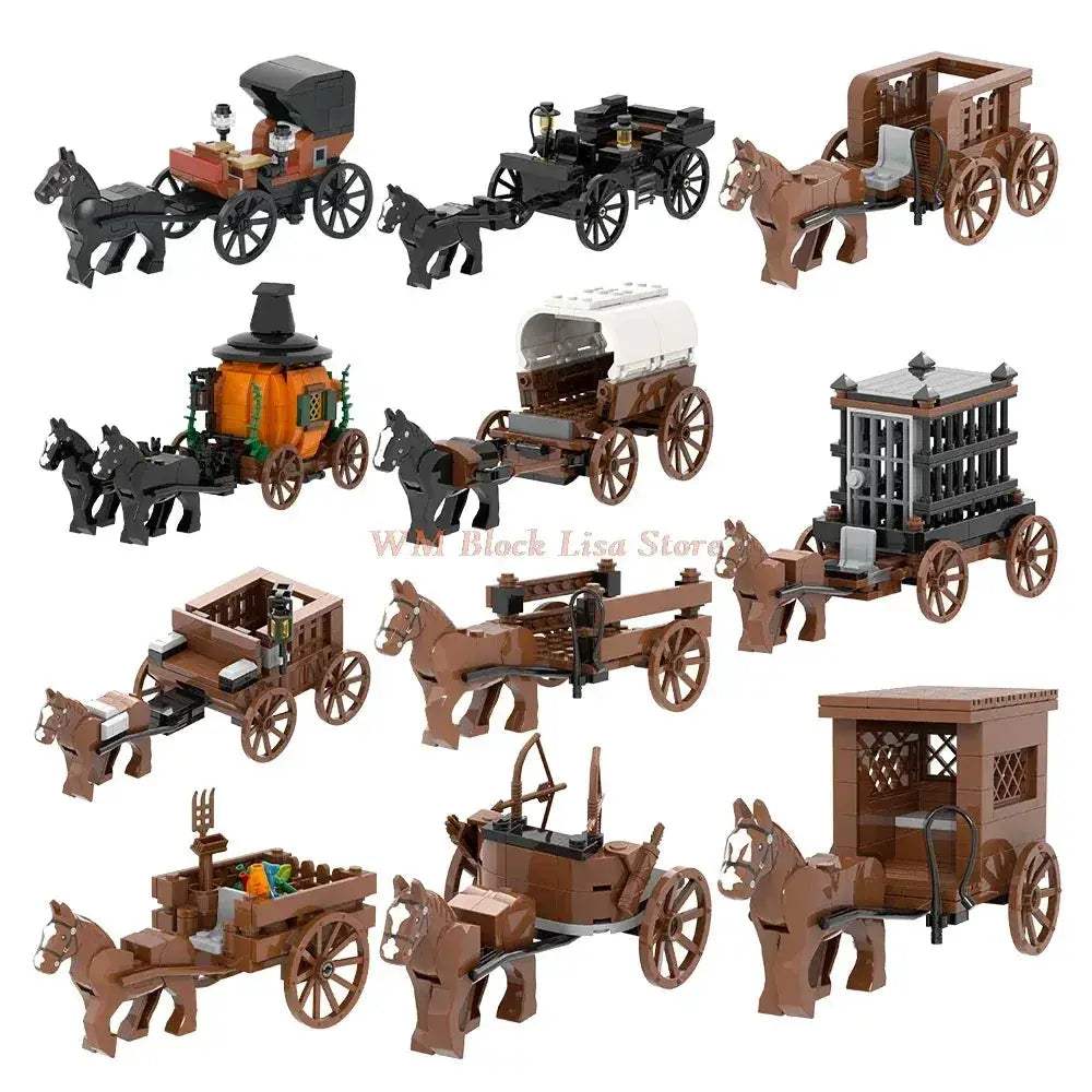 MOC MOC Building Blocks Horse Carriage Set For Friends Fans