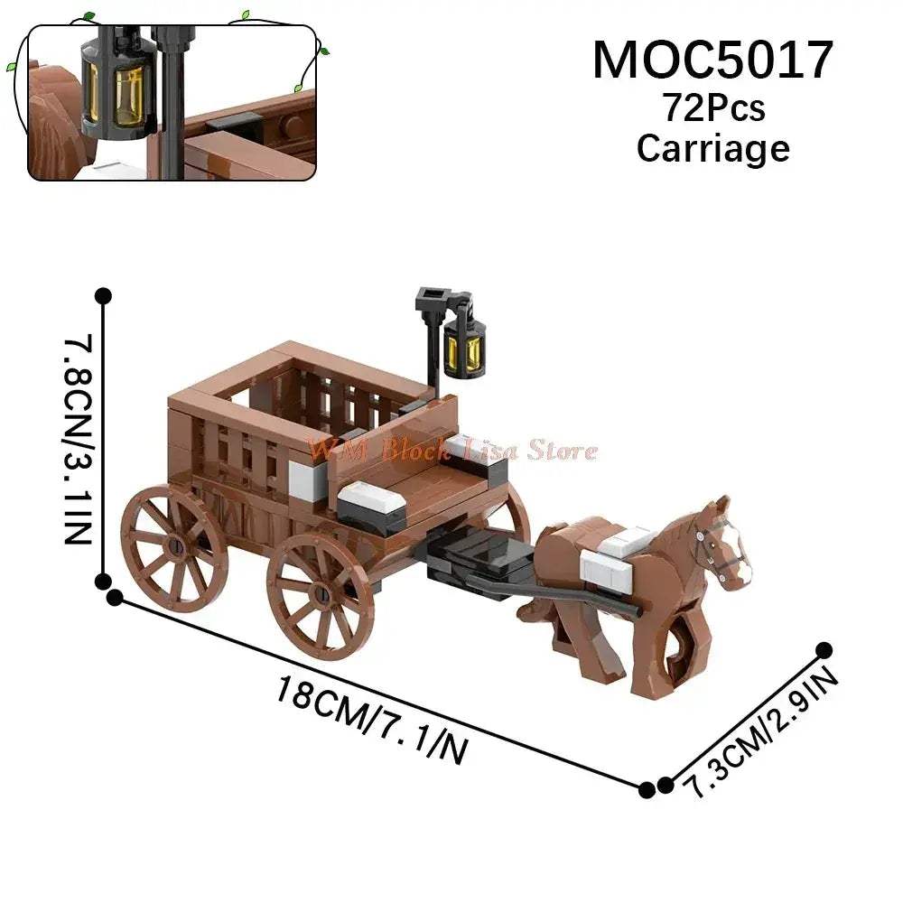 MOC MOC Building Blocks Horse Carriage Set For Friends Fans - Image 10