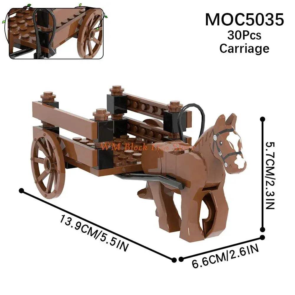 MOC MOC Building Blocks Horse Carriage Set For Friends Fans - Image 12