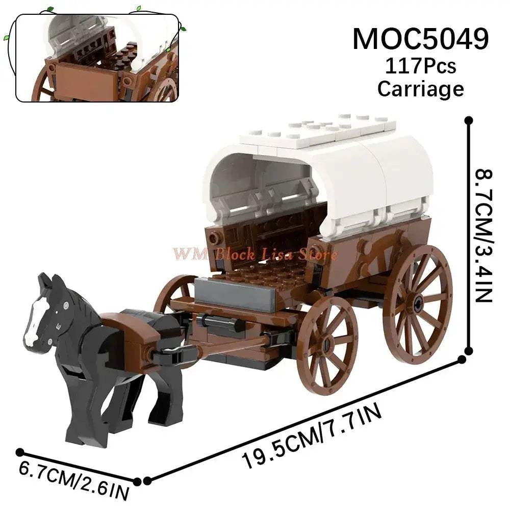 MOC MOC Building Blocks Horse Carriage Set For Friends Fans - Image 8