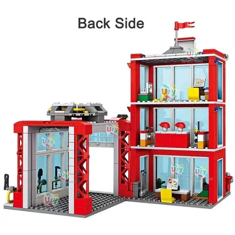 MOC MOC City Fire Station Building Blocks Rescue Vehicle Model Lego Compatible - Image 4
