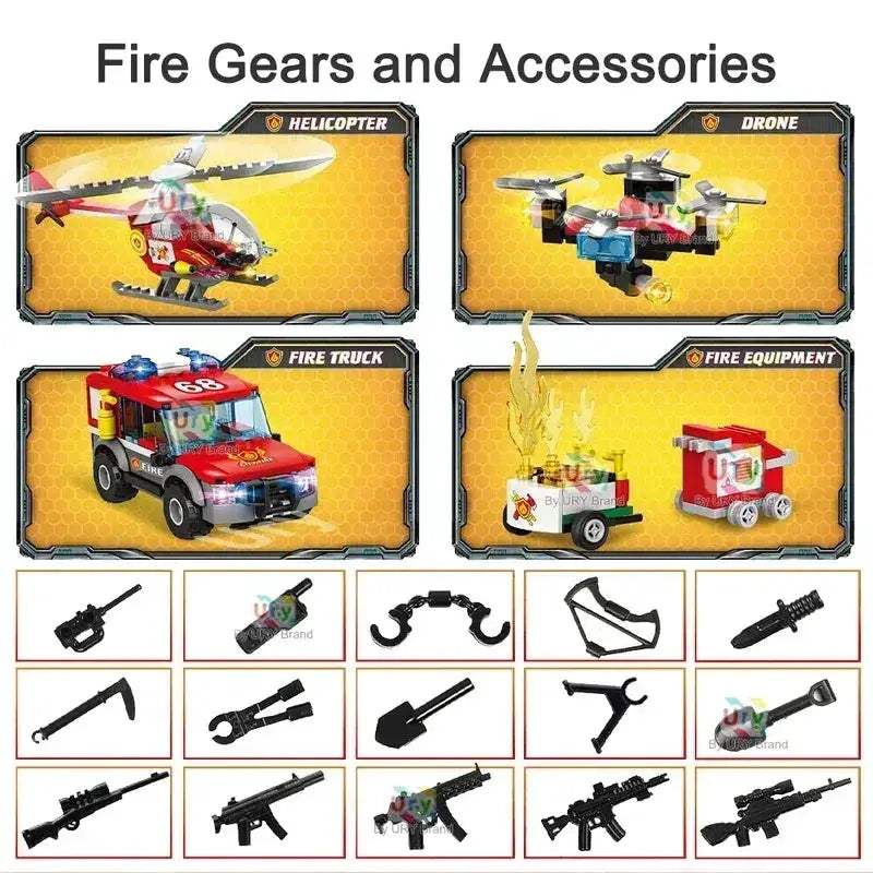 MOC MOC City Fire Station Building Blocks Rescue Vehicle Model Lego Compatible - Image 5