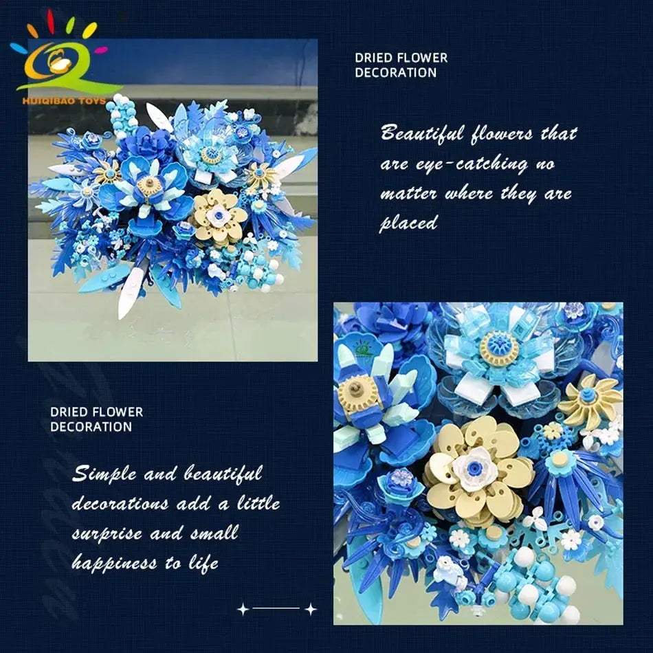 MOC MOC Lego Compatible Blue Flower Bouquet Building Blocks Set For Kids - Image 2