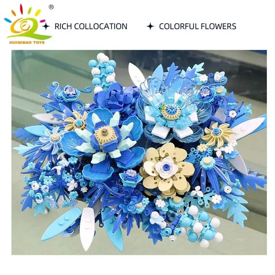 MOC MOC Lego Compatible Blue Flower Bouquet Building Blocks Set For Kids - Image 4