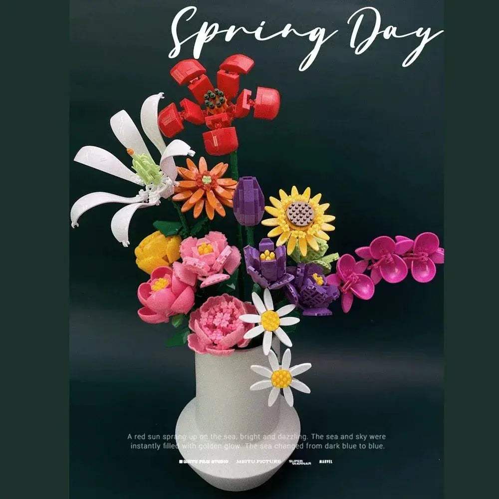 MOC MOC Lego Compatible Building Blocks Potted Plant Bouquet Set Gift