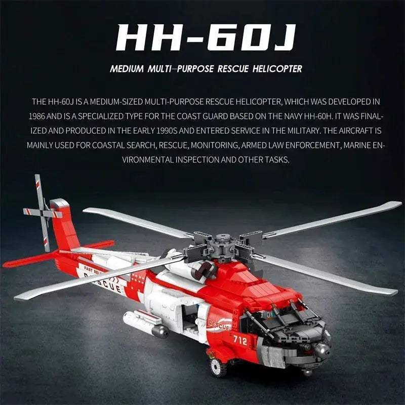 MOC MOC Lego Compatible HH60J Black Hawk Helicopter Building Blocks Realistic Model - Image 2