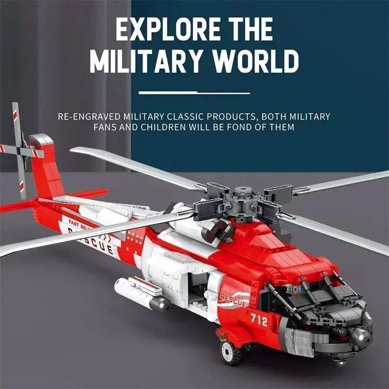 MOC MOC Lego Compatible HH60J Black Hawk Helicopter Building Blocks Realistic Model - Image 5