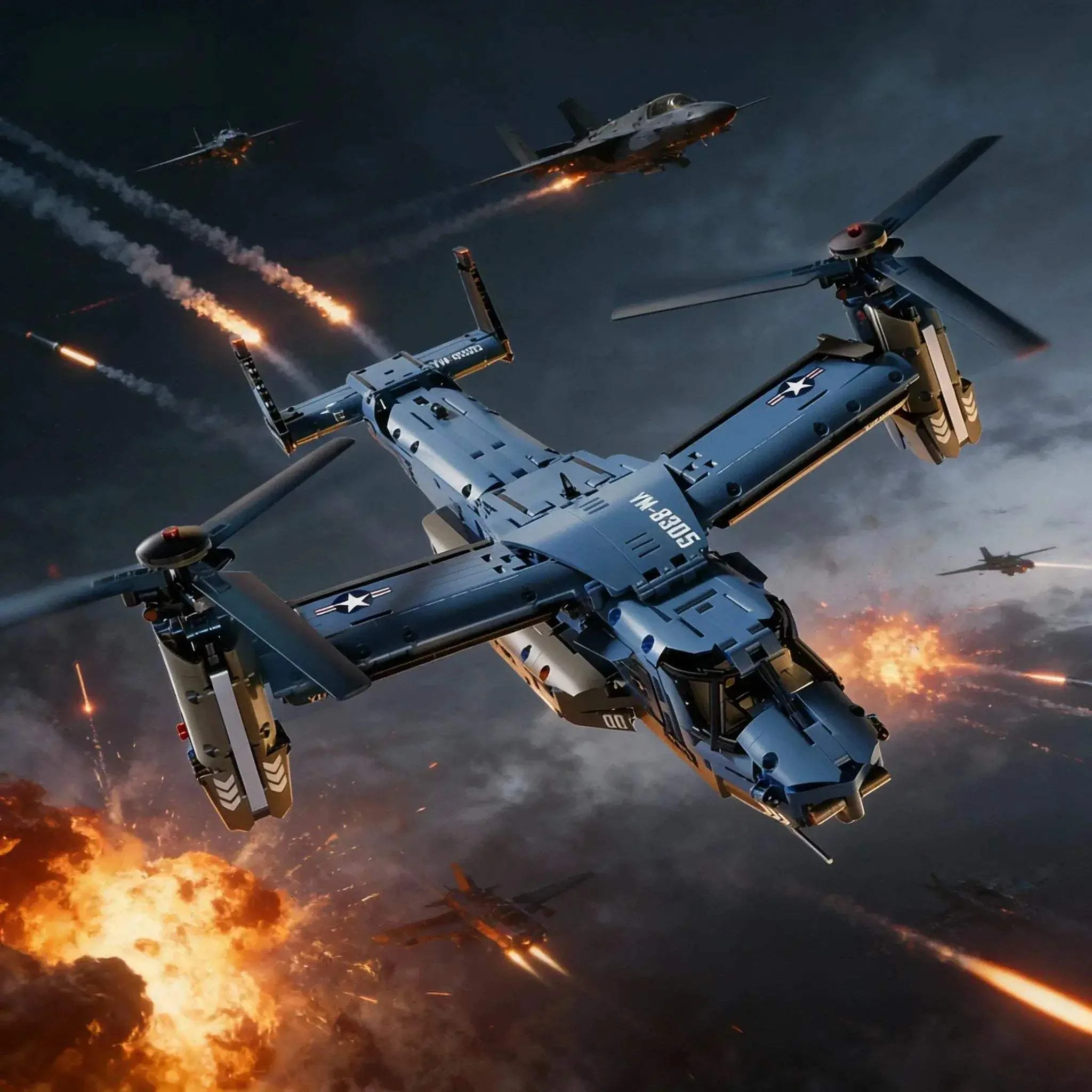 MOC MOC V22 Tiltrotor Building Blocks Set For Kids Compatible With Lego - Image 3