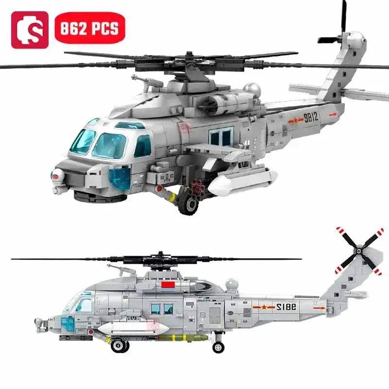 MOC Navy Type Z20 Lego Compatible Helicopter Building Blocks For Boys
