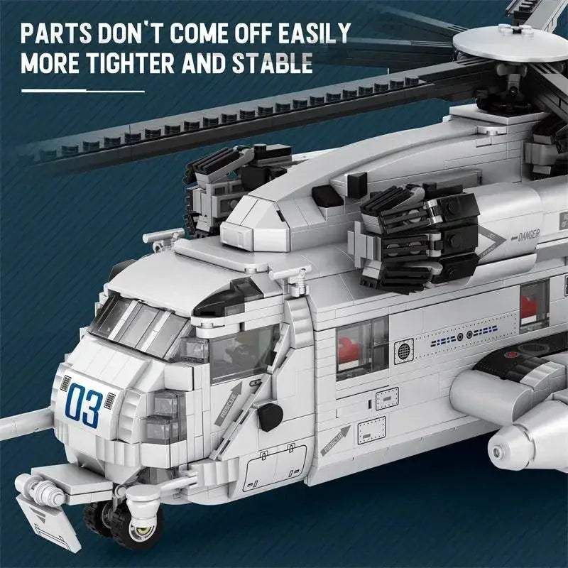 MOC Premium Building Blocks CH53E Transport Helicopter Model Lego Compatible For Kids And Military Enthusiasts - Image 4