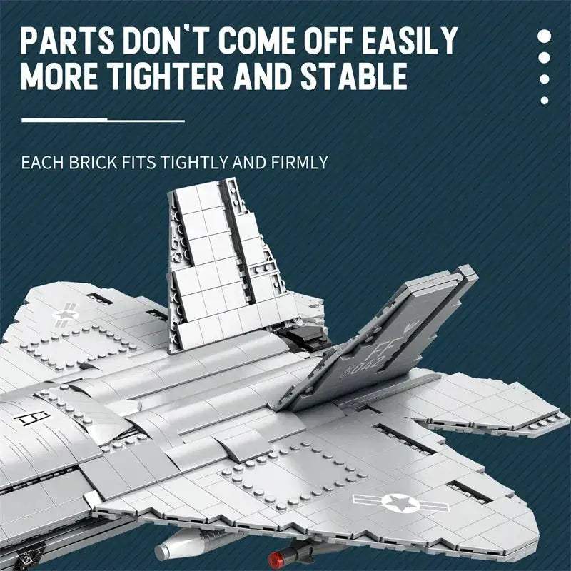 MOC Premium Building Blocks F22 Stealth Fighter Model Kit 1729 Pieces For Kids And Air Force Enthusiasts - Image 5