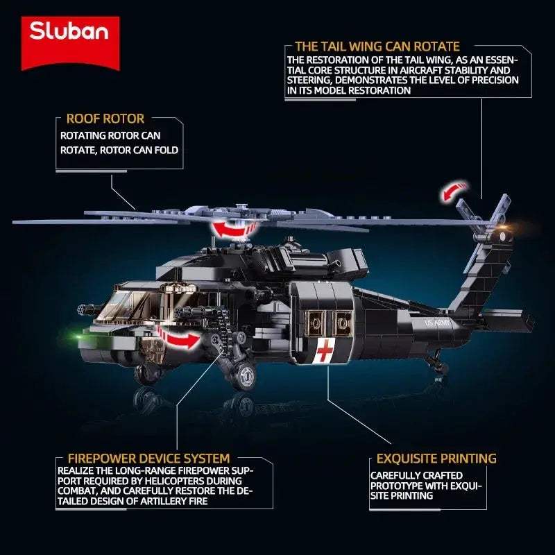 MOC Premium Building Blocks Lego Compatible Black Hawk UH60L Medical Rescue Model With Mini Dolls For Kids - Image 3