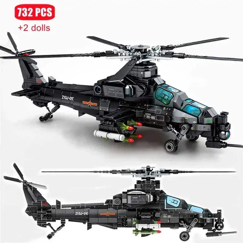 MOC Premium Building Blocks Military Helicopter Z10 Model With 732 Pieces For Boys Birthday Gifts