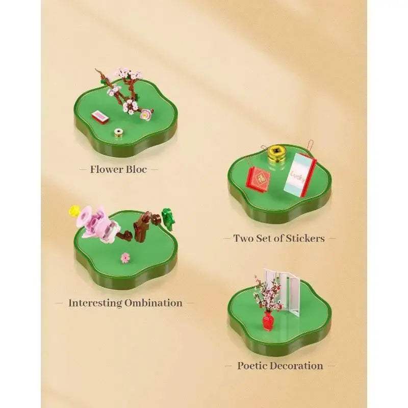 MOC Premium Building Blocks Peach Blossom Bouquet Home Decor - Image 6